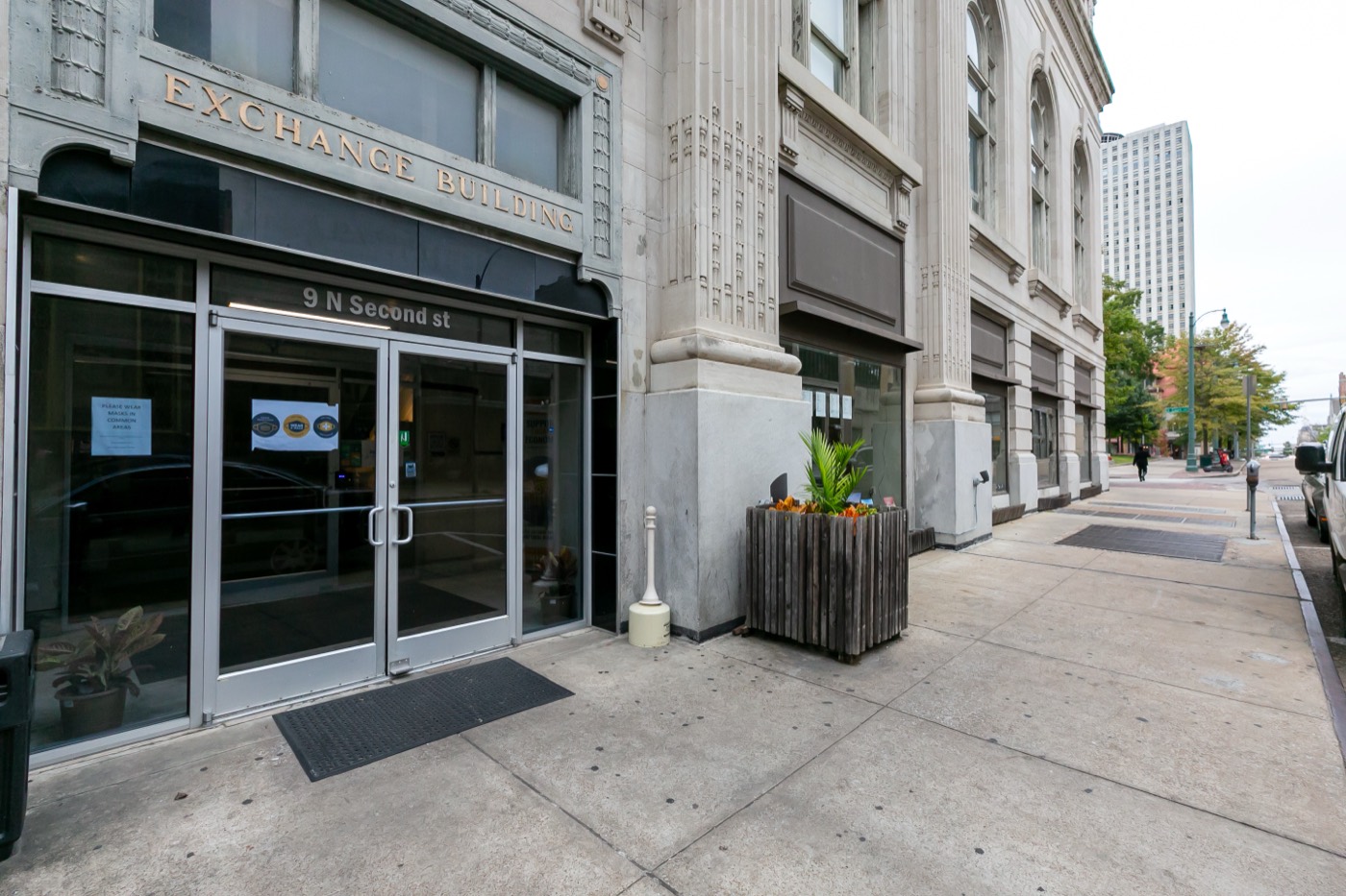 The Exchange Building entrance at 9 N. Second Street