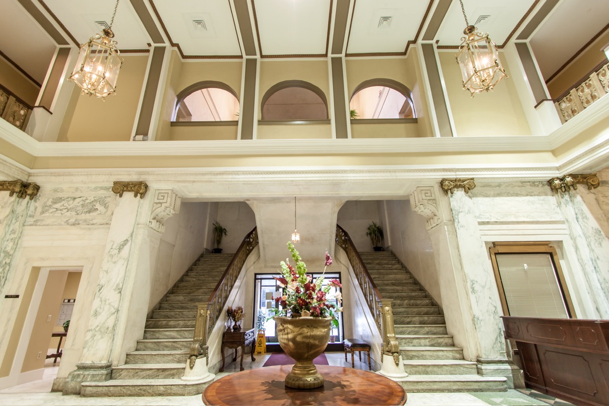 Grand columned lobby