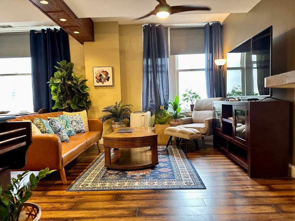 Staged dining and living space